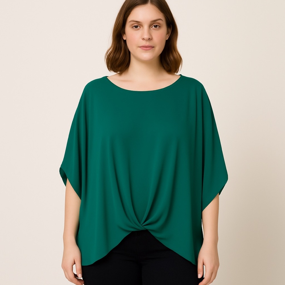 S-Twelve Made in USA Emerald Green Oversized Dolman Sleeve Blouse 3X - Picture 6 of 6